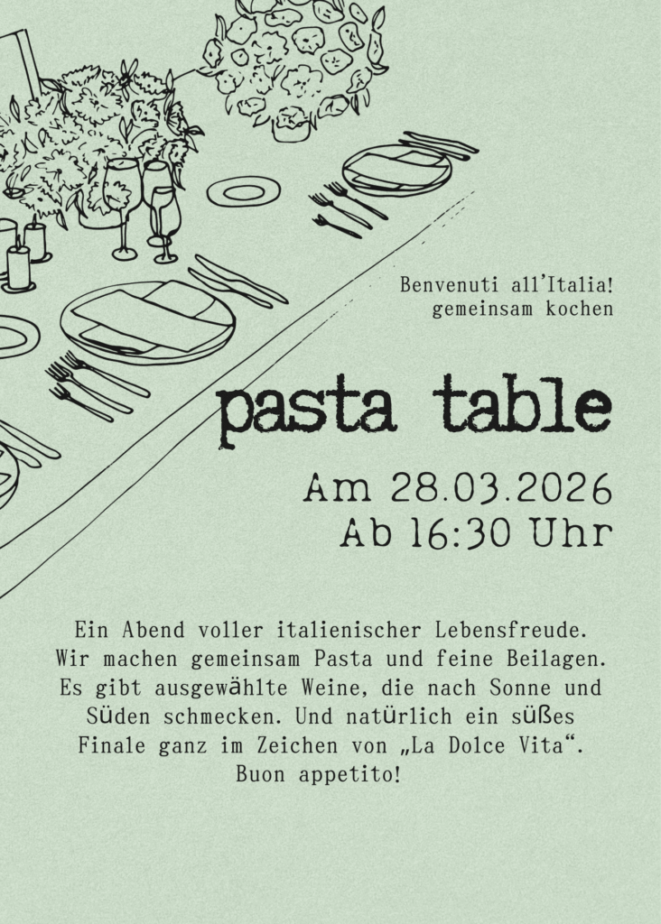 Pasta Table Flyer Italienisch Kochen